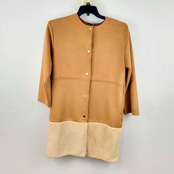 Zara Faux Suede Womens Coat Winter Fall Jacket Size S New never worn - Picture 2 of 8